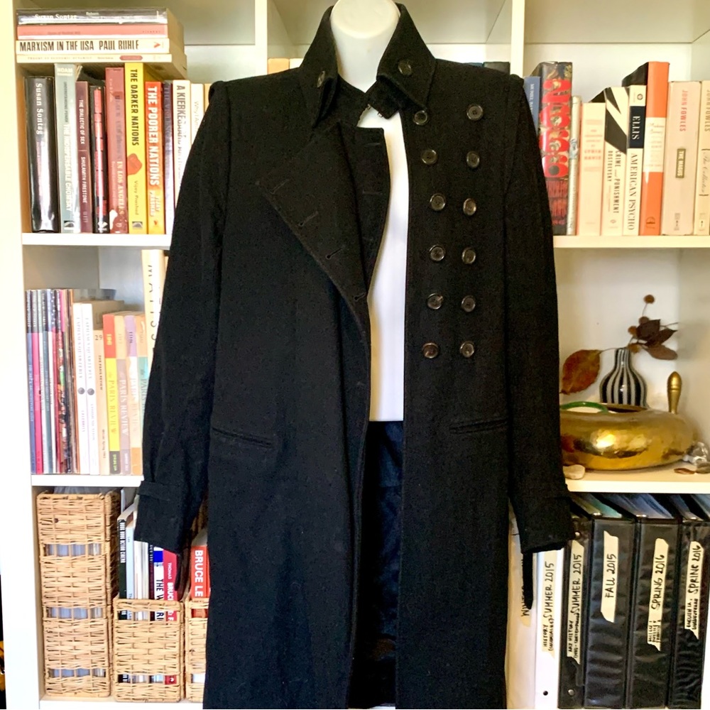 Ann Demeulemeester Black Military-Style Double-Breasted Wool Peacoat